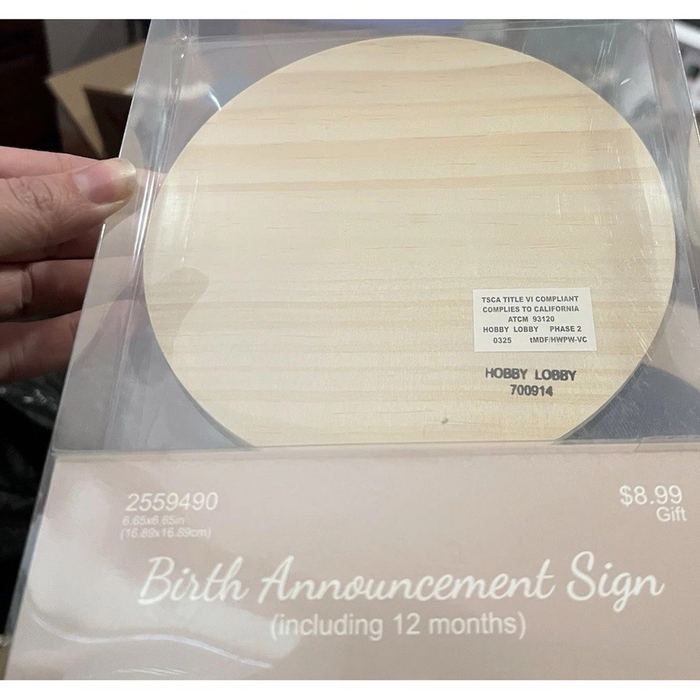 Baby Announcement Sign Keeping a Secret Wood 6.5" Diameter With All 12 Months! - Picture 4 of 4